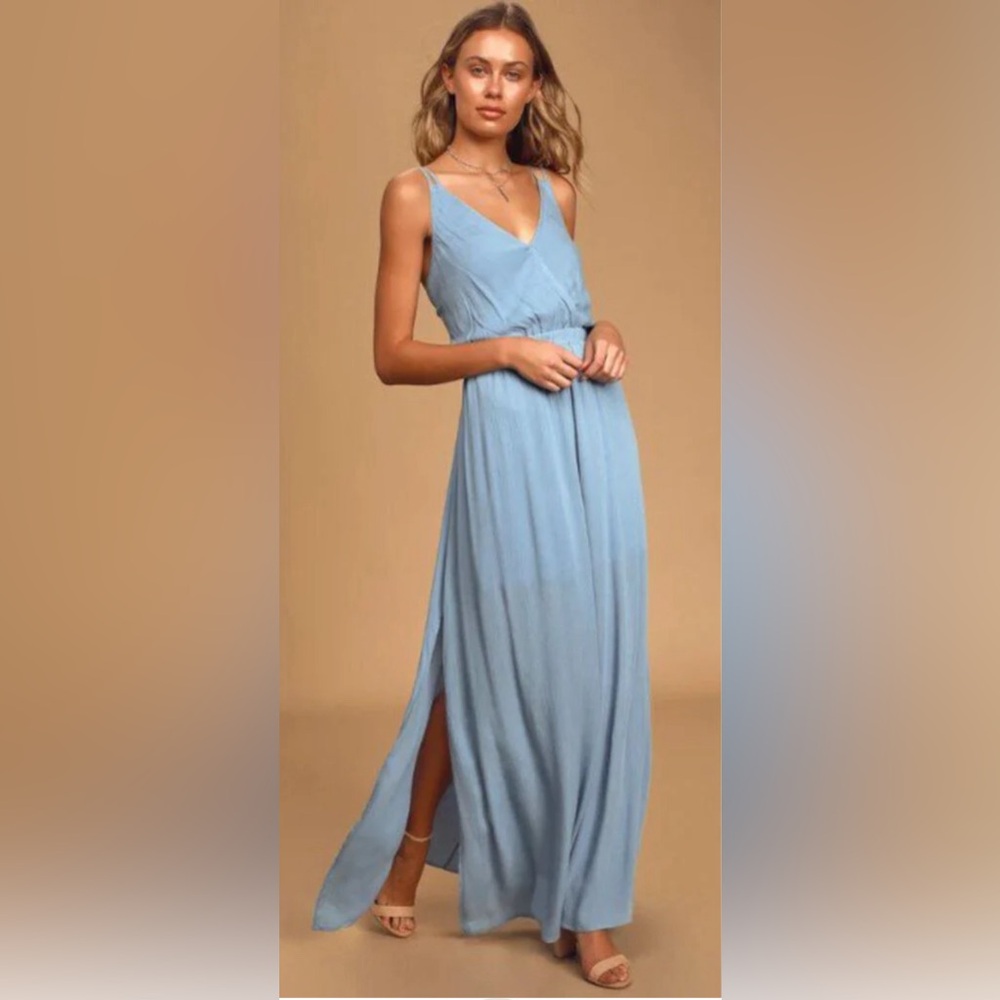 Lulus Lost in Paradise Maxi Dress Size Blue Slate size Medium